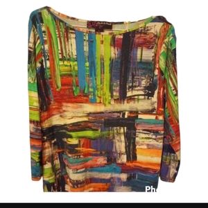 Graffiti blouse top stretchy, long sleeve, Modern art